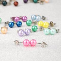 Hesiod 36pairs Multiple Color Simulated Pearl Ear Stud Earrings Mixted Candy Color Ear Earrings Sets 4mm Cute Ball Earring Gifts