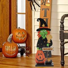 Festival DIY Decorations Halloween Cartoon Witch Pumpkin Ornament Wooden Tricky Toy DIY Home Party Photobooth Props