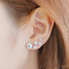 Elegant Women Stud Earrings Flower Leaf Stud Earrings Ear Clip pendientes Piercing Jewelry Accessory Gift серьги женские