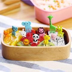 Food picks 10pcs/set new animal farm mini cartoon fruit fork fork bento box dessert spoon and fork set children kids tableware