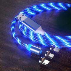 Flowing Light Magnetic Charging Mobile Phone Cable for iphone charger Wire for Samaung LED Micro USB Type C