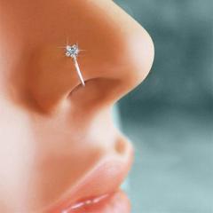 Men Women Fake Crystal Nose Piercing Body Jewelry Floral Nose Hoop Nostril Nose Ring Tiny Flower Helix Cartilage Tragus Ring