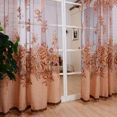 1 pcs Window Curtain Luxurious Upscale Jacquard Yarn Curtains Peony Pattern Voile Door Window Curtains Living Room Bedroom Decor