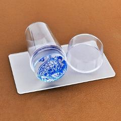 Nail Art Templates Pure Clear Jelly Silicone Stamper stamping plate Scraper with Cap Transparent Nail Stamp Set