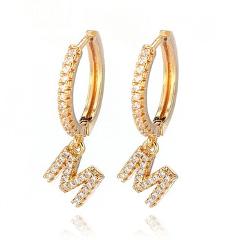 SIPENGJEL Fashion Cubic zircon Initial A-z Letter Huggies Hoop Earrings Dainty Alphabet Earrings For Women Simple Jewelry 2021