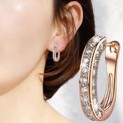 Newest Elegant Women Fashion Rhinestone Decoration Ear Stud Rings Hoop Earrings 2021 Party Accessories Jewelry Gifts