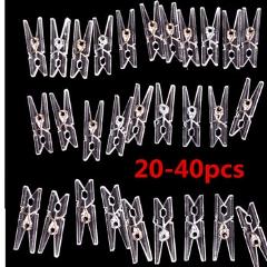 20pcs / 40pcs 25mm Mini Spring Clear Transparent Clips Clothes Photo Paper Peg Pin Clothespin Craft Clips Party Home Decoration