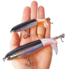 GOBYGO 1PCS Whopper Popper 10cm/14cm Fishing Lure Artificial Bait Hard Soft Rotating Tail Fishing Tackle Geer Pesca