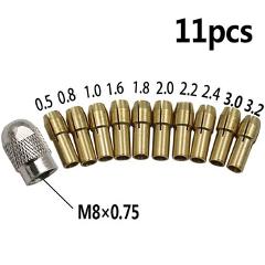 Hot 11PCS/Set Brass Drill Chucks Collet Bits 0.5-3.2mm 4.8mm Shank Screw Nut Replacement for Dremel Rotary Tool