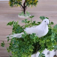2pcs White Doves Feather Artificial Foam Lover Peace Doves Bird Home Decor Decoration Simulation Figurines Miniatures