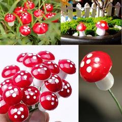 30Pcs 2cm Artificial Mini Mushroom Miniatures Fairy Garden Moss Terrarium Resin Crafts Decorations Stakes Craft