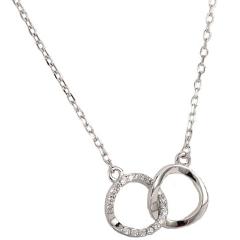 1Pcs  Double Circle Interlock Clavicle Short Necklace Silver Color Necklace For Women Collares