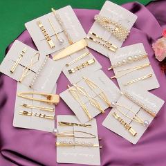 3Pcs/Set Pearl Hair Clip Hairband Comb Minimalist Bobby Pin Gold Color Barrette Hairpin Headdress Accessories