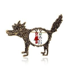 2020 Great Sell Hot Vintage Wolf Brooch Jewelry Little Red Riding Hood Unique Cartoon Punk Brooches Pins For Party